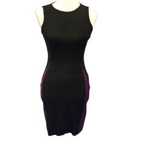 👗 French Connection Black and Purple Work Dress - Size 2